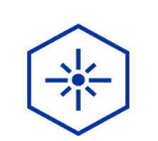 Blue starburst inside hexagonal shape